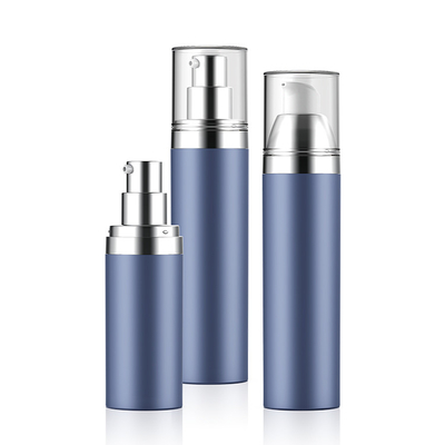 浙江工厂30ml50ml蓝色真空瓶AS/PETG按压式PP塑料乳液磨砂分装瓶