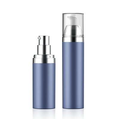 浙江工厂30ml50ml蓝色真空瓶AS/PETG按压式PP塑料乳液磨砂分装瓶